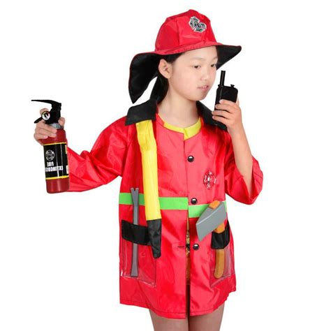 Halloween Firefighter Fireman Costume Fire Chief Dress Up Pretend Role