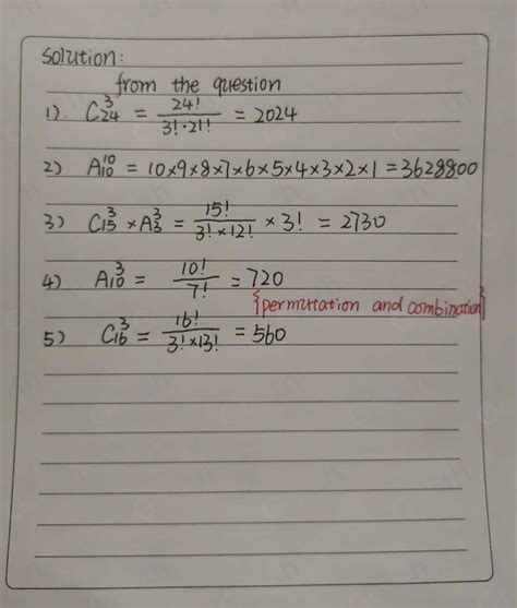 Solved State If Each Scenario Involves A Permutation Or A Combination