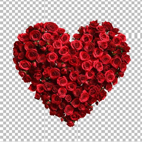 Heart Shaped Arrangement Of Red Roses On Transparent Background Vector