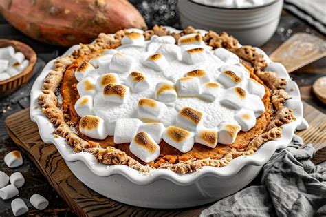 Premium Photo Sweet Potato Pie With Marshmallow Topping