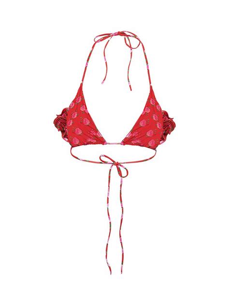 MAGDA BUTRYM Printed Triangle 3d Flower Bikini Top Magda Butrym