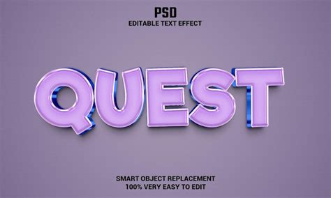 Premium Psd Quest 3d Editable Text Effect With Background Premium Psd