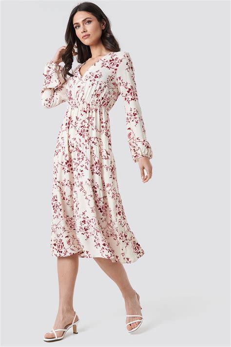 Na Kd Boho Volume Sleeve Tiered Midi Dress Multicolor