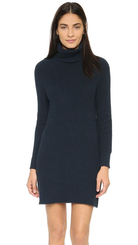 525 America Cotton Shaker Sweater Dress Navy In Blue Navy Lyst