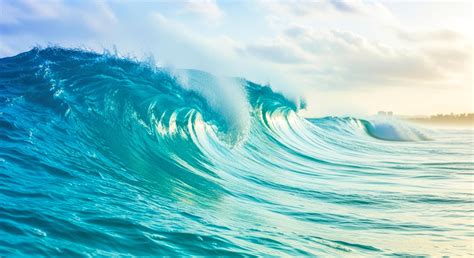 majestic ocean wave turquoise water summer beach powerful surf