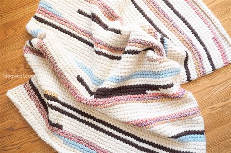 Sunset Stripes: Free Tunisian Crochet Blanket Pattern Part 1 - One Dog Woof