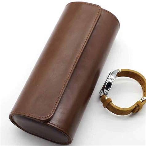 3 Slots Watch Roll Travel Case Chic Portable Vintage Leather Display