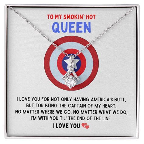 To My Smokin Hot Queen Captain Of My Heart Alluring Beauty Necklace 14k White Gold 18k