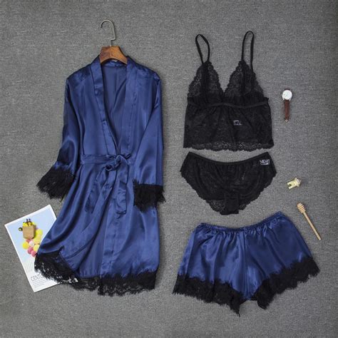 Patlollav Pcs Lingerie Suit Womens Silk Satin Temptation Babydoll Underwear Underpants Shorts