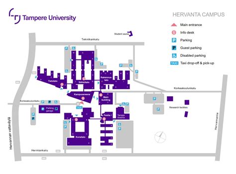 Map Of Hervanta Campus Tampere Universities