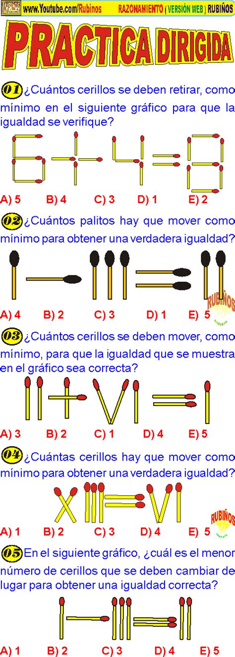 Palitos De Fosforos Acertijos Aritm Ticos Ejercicios Resueltos De