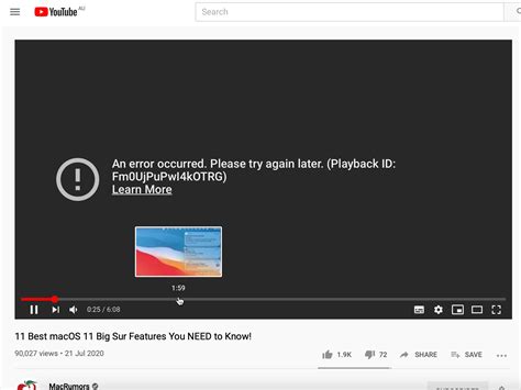 Youtube An Error Occurred Please Try Again Later Macrumors Forums