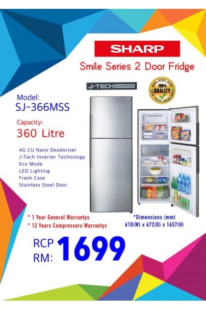 Sharp Door Refrigerator Sj Mss Litres J Tech Inverter