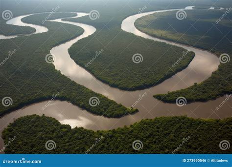 Aerial View of the Amazon River, with Its Winding and Murky Waters ...