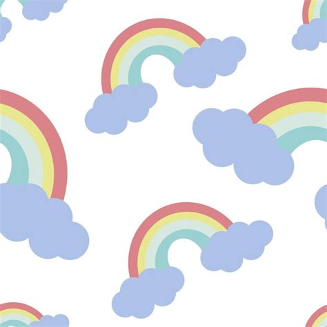 Nubes lindas y arco iris con un patrón sin costuras para niños lindos