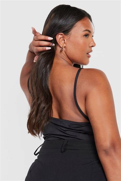 Tops Plus Slinky Cowl Neck Bodysuit Boohoo