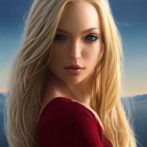 A Gorgeous Female With Long Blonde Hair In The Style Stable Diffusion