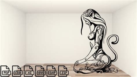 Woman Body Naked Woman Svg Dxf File Wall Sticker Pdf Silhouette Template Cnc Cutting Router