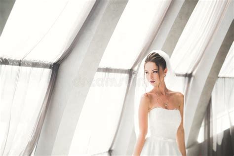 Romantic Portrait Of A Beautiful Blonde Photo On Sunny Day With Bright Colors Stock Photo