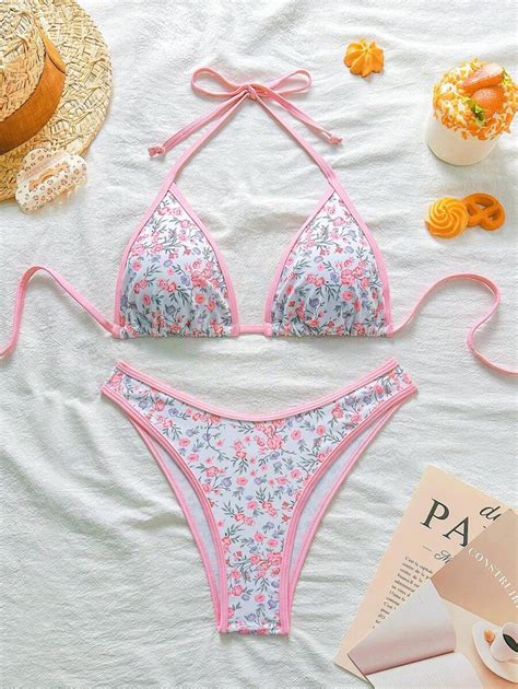 Swim Mod Conjunto De Bikini De Estilo Campestre Con Estampado Floral