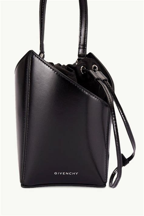 GIVENCHY Mini Cut Out Bucket Bag In Black Smooth Box Calfskin Leather