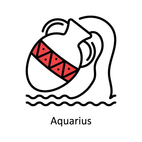 Aquarius Vector Fill Outline Icon Design Illustration Astrology And