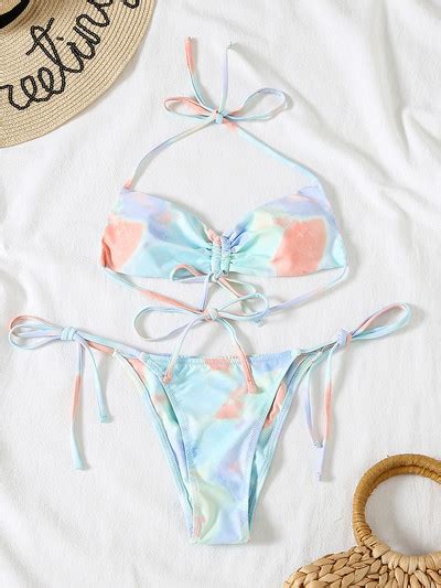 Badu bg Tie dye Bikinis Дамски бански костюм Thong Biquinis Bottom Top Bikini Set Бразилски