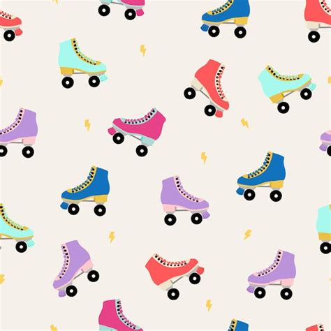 Premium Vector Seamless Pattern With Different Color Roller Skates