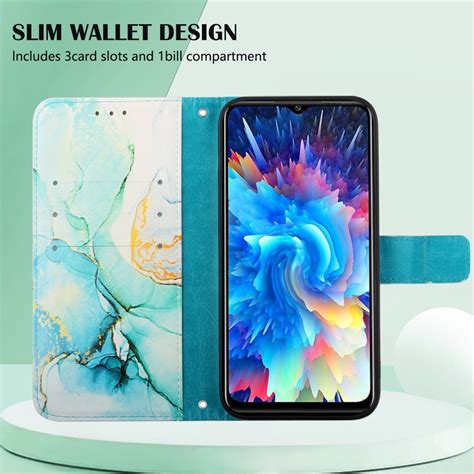 For Infinix Hot G X X B PT Marble Pattern Flip Leather Phone Case Green Alexnld