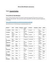 Mineral Identification Lab Docx Mineral Identification Laboratory