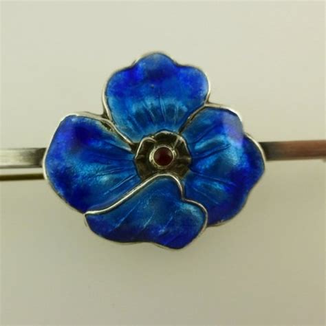 Antiques Atlas Enamel Silver Pansy Brooch C1920s