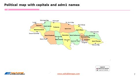 Jamaica Map With 14 Parishes Editable Powerpoint Maps