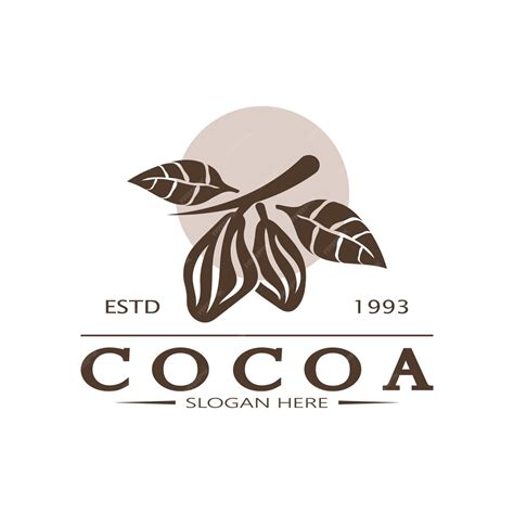 Premium Vector Cocoa Logococoa Beancocoa Treecocoa Branches And