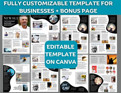 Newsletter Template Canva, Newsletter Template Editable News Letter