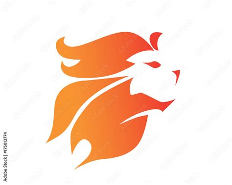 Modern Flaming Brave Lion Logo Stock Vector Adobe Stock