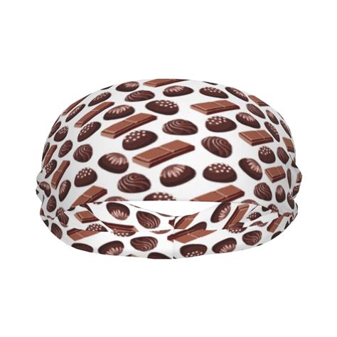 Chocolate Print Brown White Sports Headband for Women Men, Running