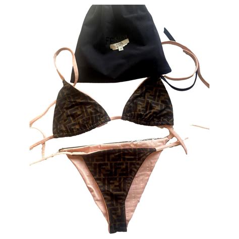 Fendi Pink Reversible Fendirama Bikini Brown Monogram Polyamide Ref Joli Closet