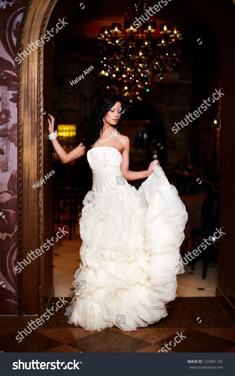 Happy Beautiful Sexy Bride Brunette Girl Stock Photo 124961192 Shutterstock