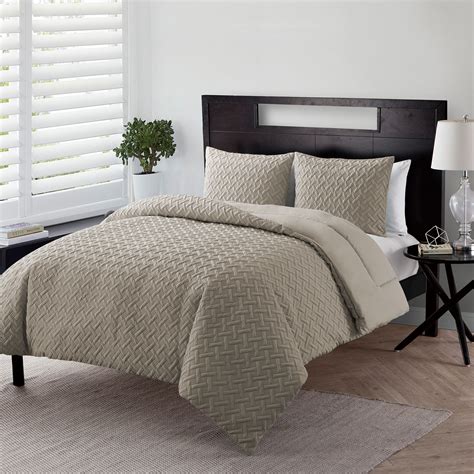 Vcny Home Nina Ii 3 Piece Taupe Geometric Comforter Set King Adult Unisex