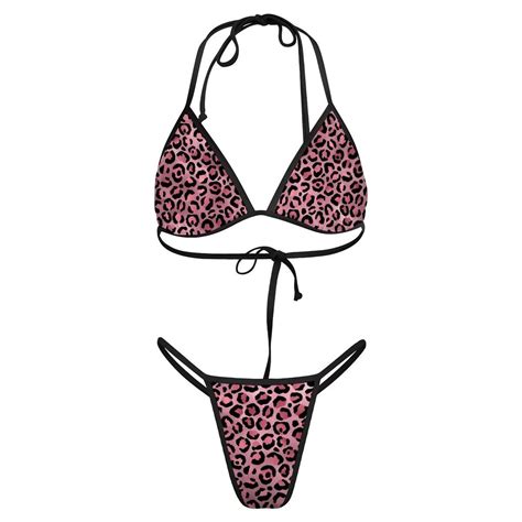 Pink Leopard THONG Bikini For Women Sizes S 2XL Buy Matching Sarong Etsy