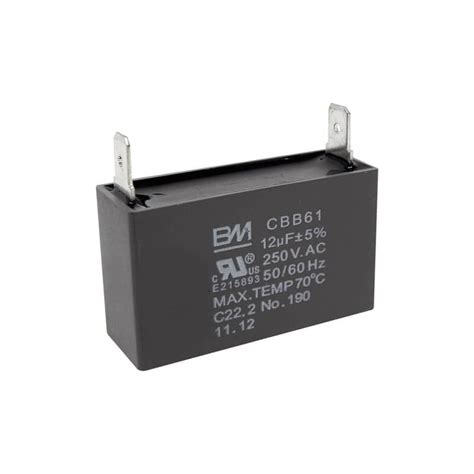 Capacitor De Trabajo Cuadrado Para Ventilador Con Cables 12UF 250V