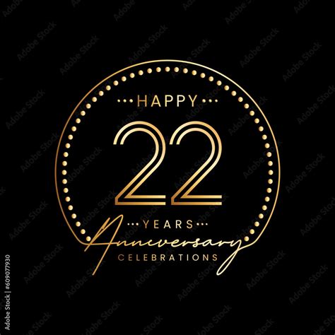 22 year anniversary logo with double line number and golden text for ...