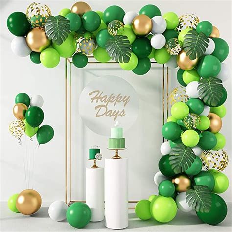 Amandir 163Pcs Jungle Party Balloons Garland Arch Kit Gold Lime Green