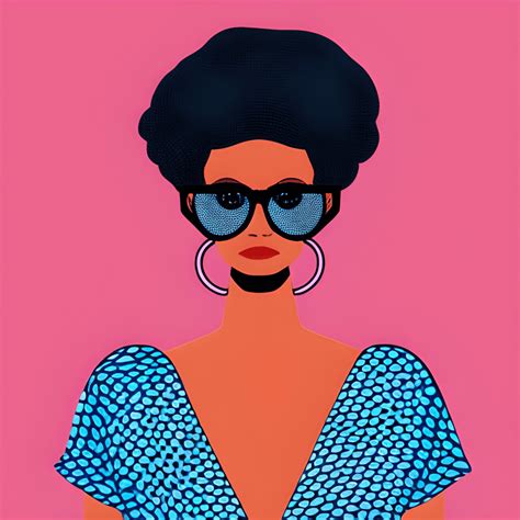 Minimalist Illustrated Colorful High Fashion Model Black Woman Wearing Glasses · Creative Fabrica