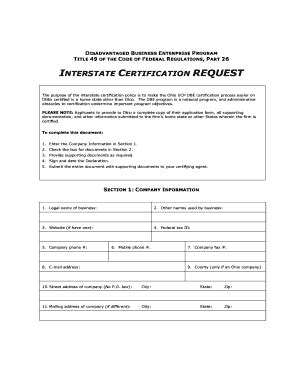 Fillable Online INTERSTATE CERTIFICATION REQUEST Fax Email Print