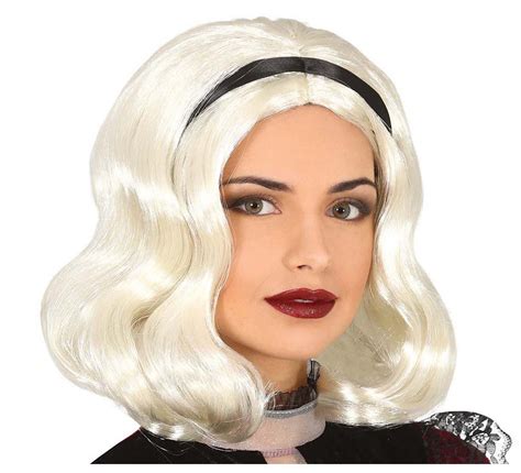 Kurze blonde Perücke mit Schleife