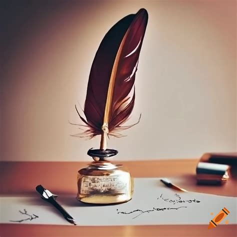 Elegant French Calligraphy With A Quill Pen Dipping In An Inkwell On