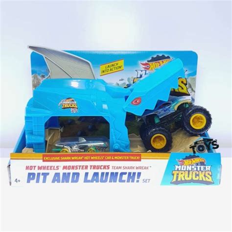 Promo Hot Wheels Monster Truck Pit Launch Set Team Shark Wreak Lutofia Diskon Di Seller