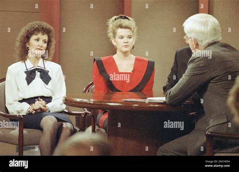 Talk show host Phil Donahue, right, interviews Wanda Webb Holloway ...