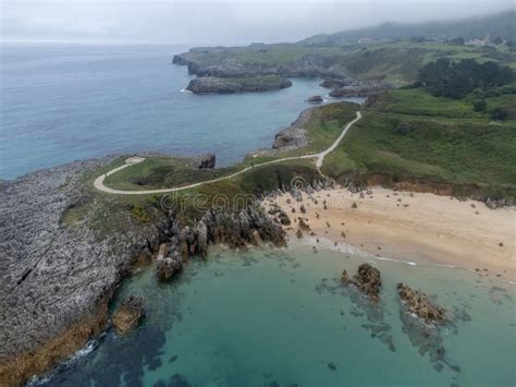 Aerial View On Playa De Toro In Llanes Green Coast Of Asturias North